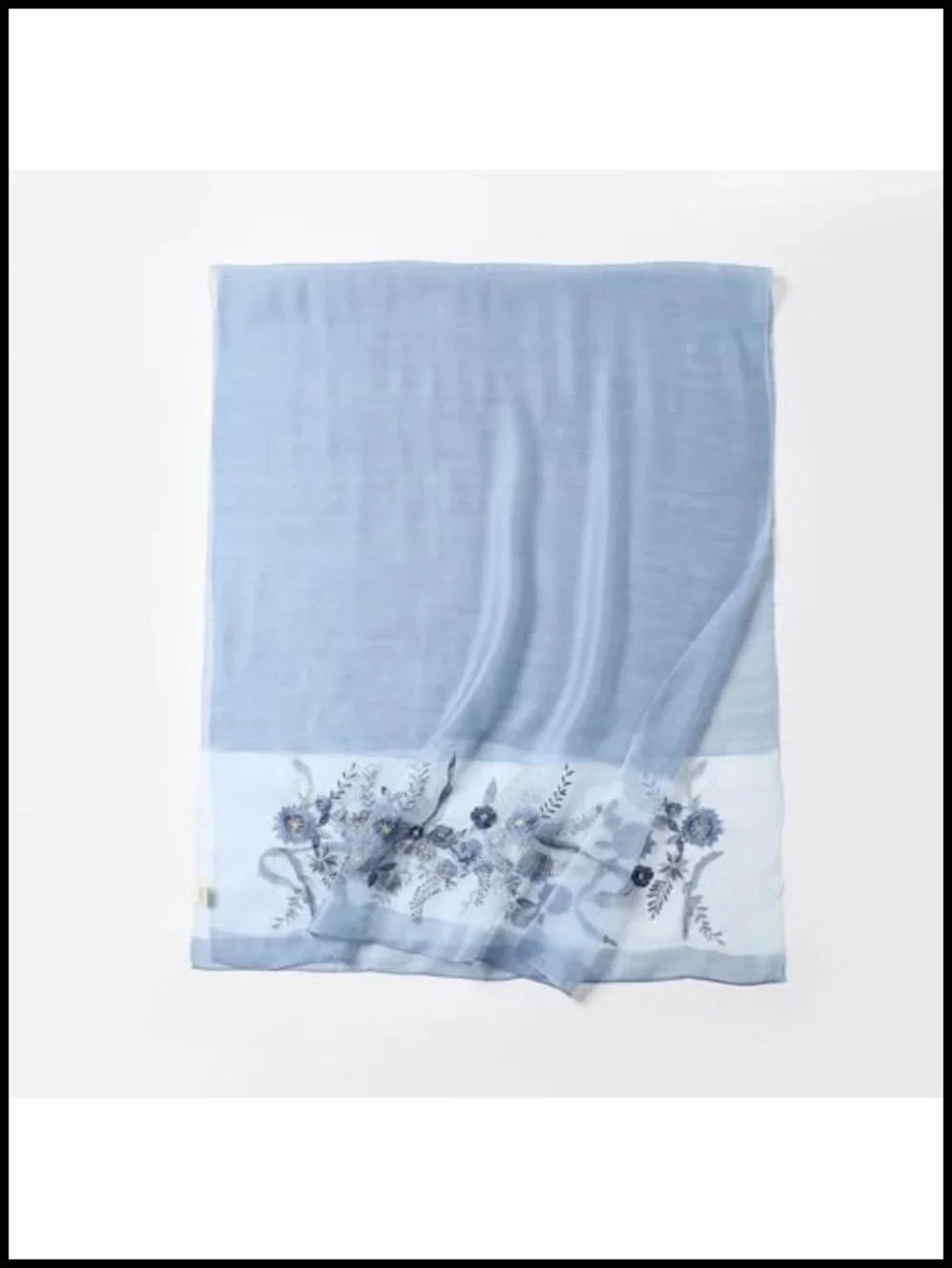 Silk Blend Scarf Shawl - Lightweight Floral Embroidered Wrap for Wedding Party